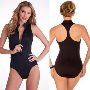 Magicsuit Black Zip-Front One Piece Swimsuit